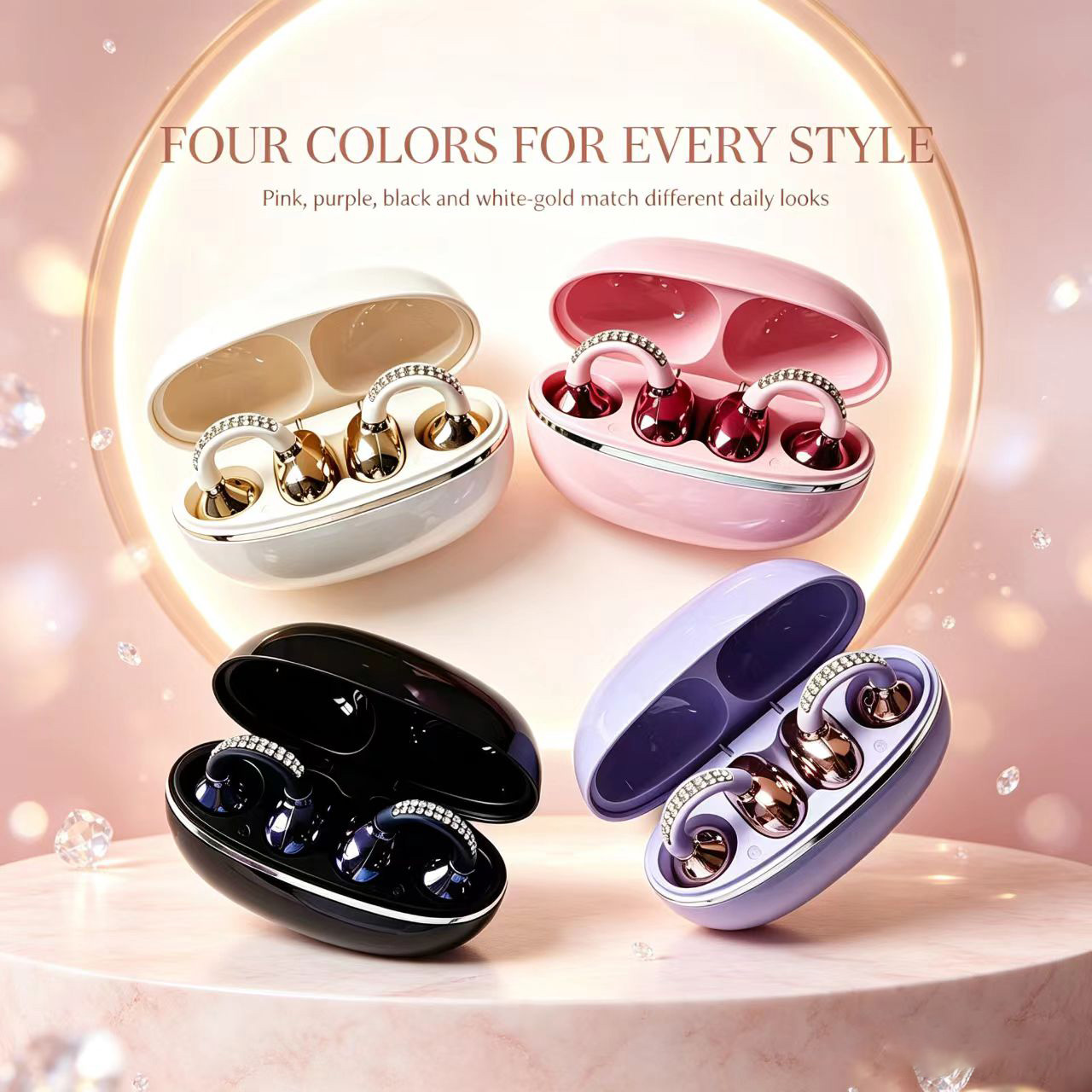 Rhinestone Open Ear Clip Wirel - огляд і ціна Open Ear Air Conduction Headphones