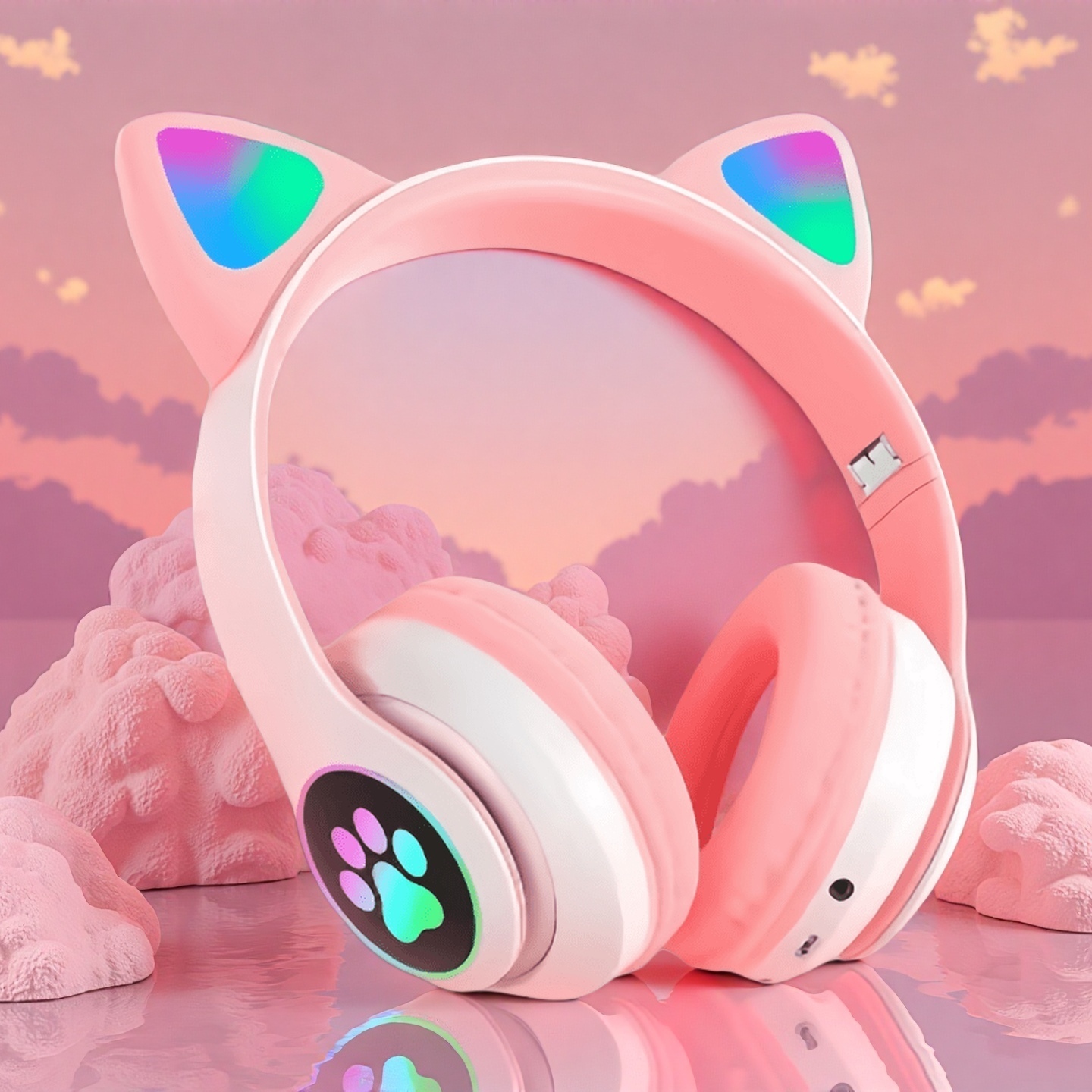 New Flash Light Cute Cat Ears  - огляд і ціна Cat Ear Bluetooth Headset Led